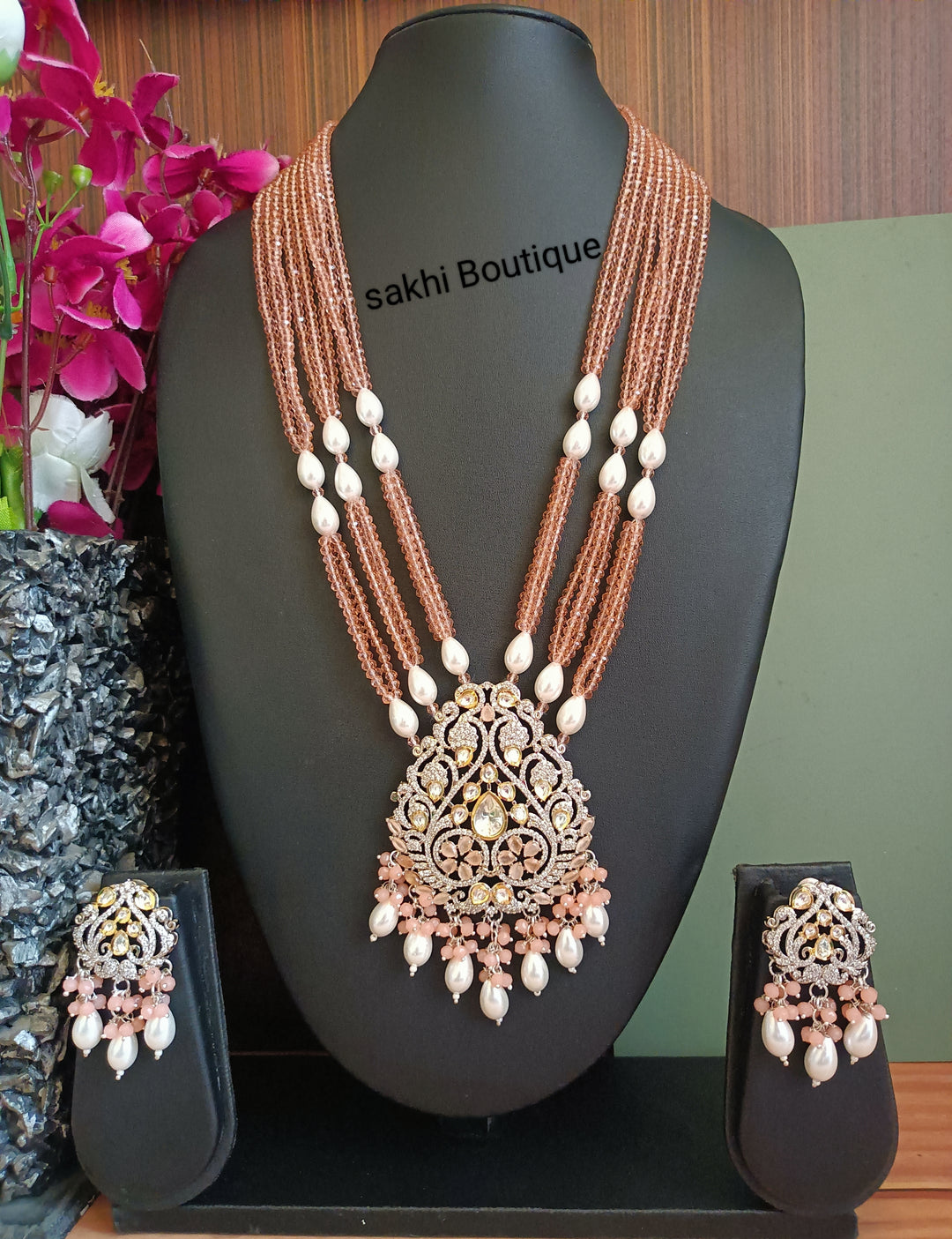 (0318NS014A100) AD Uncut Kundan Statement Mala Necklace