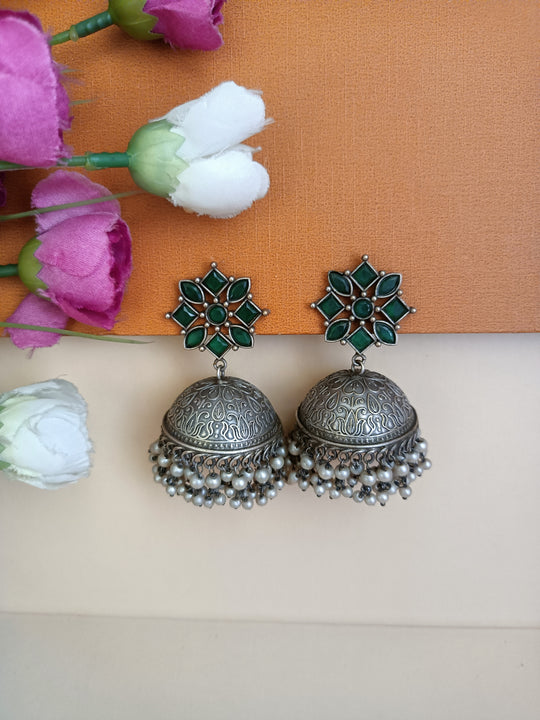 (0325830ER012A20)Oxidised Bore Jumkha Earring