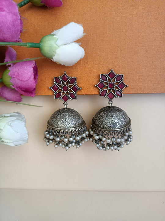 (0325830ER012A20)Oxidised Bore Jumkha Earring