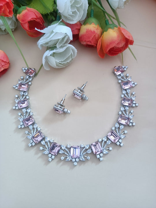 (0356NS003A100) Swarovski Square Stone AD Necklace