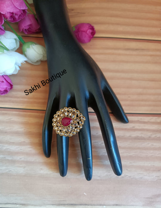 (0432FR001A200) Polki Monalisa Stone Finger Ring