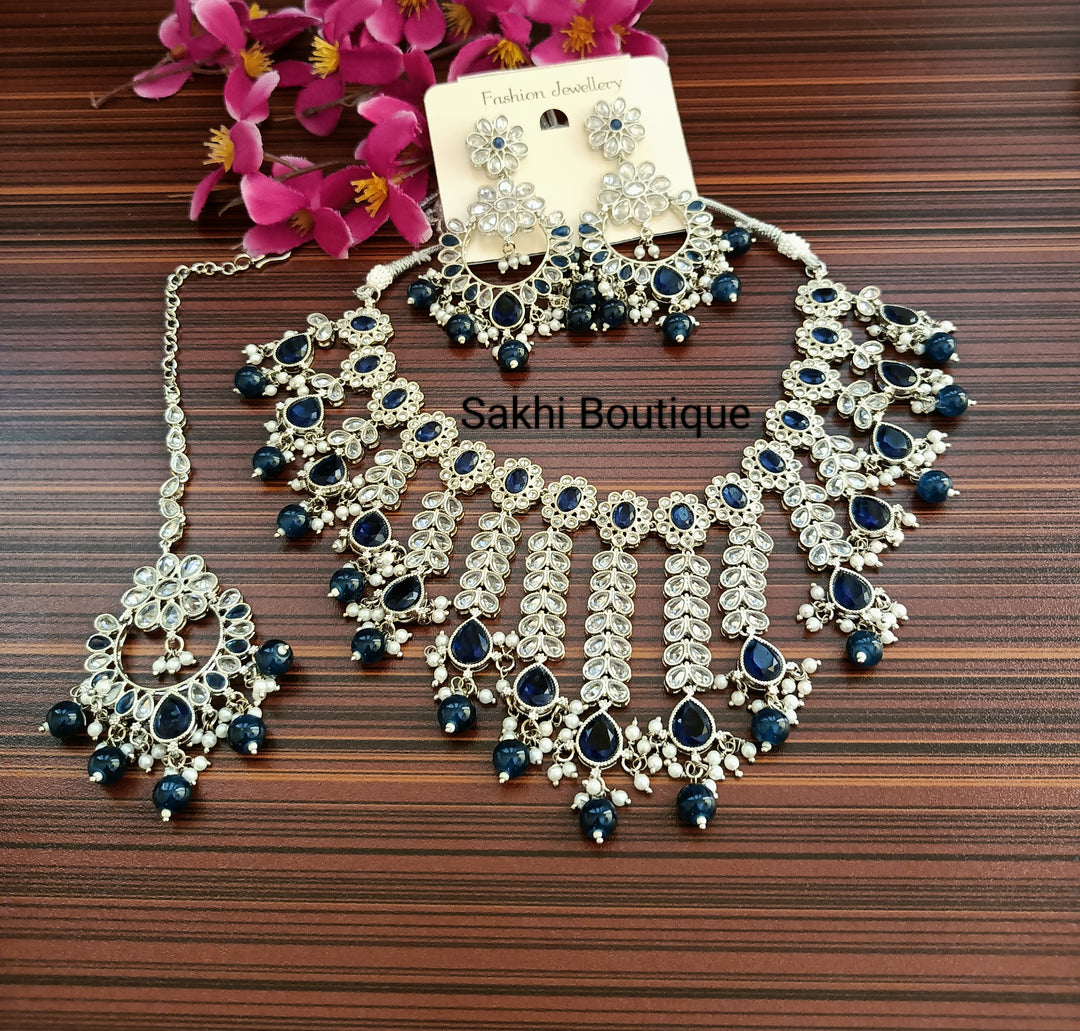 (0432NS001A100) Premium Quality Polki Combo Necklace Set