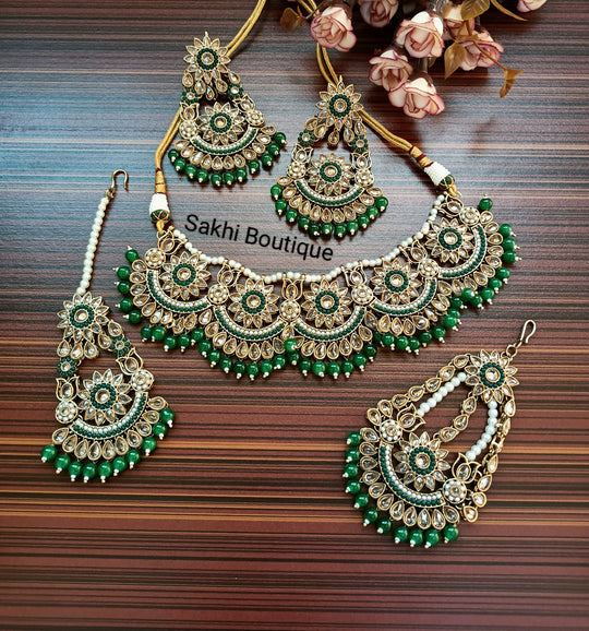 (0432NS004A100) High Quality Polki Combo Necklace Set