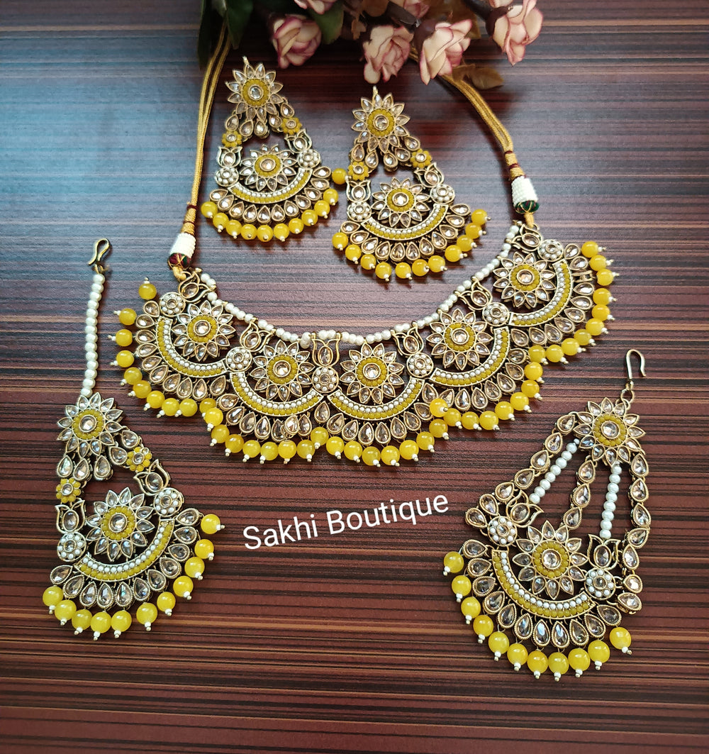 (0432NS004A100) High Quality Polki Combo Necklace Set