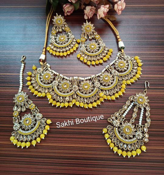 (0432NS004A100) High Quality Polki Combo Necklace Set