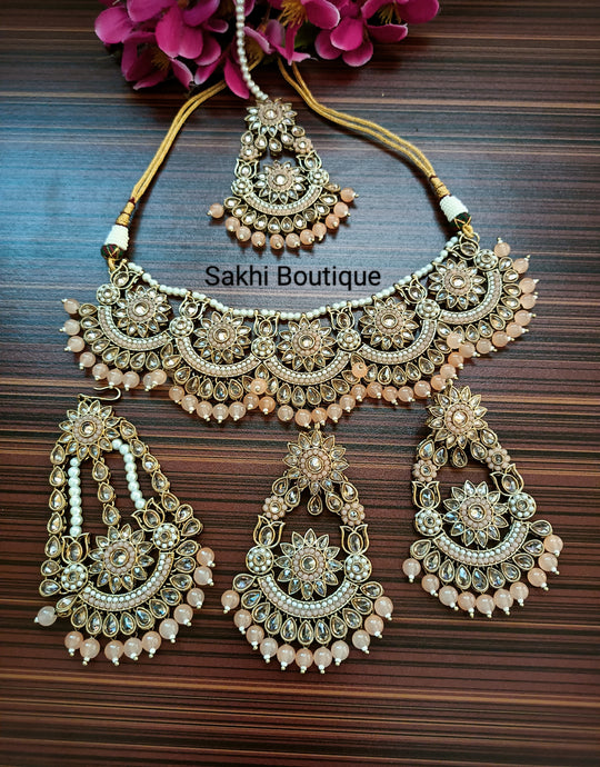 (0432NS004A100) High Quality Polki Combo Necklace Set