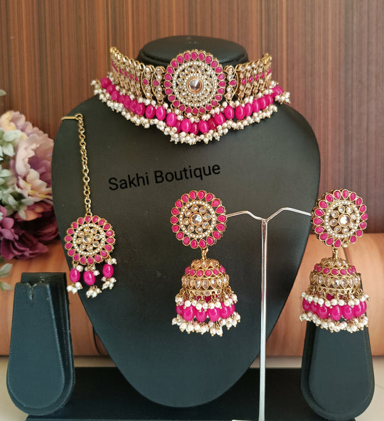 (0432NS008A100) Polki Statement Combo Necklace Set