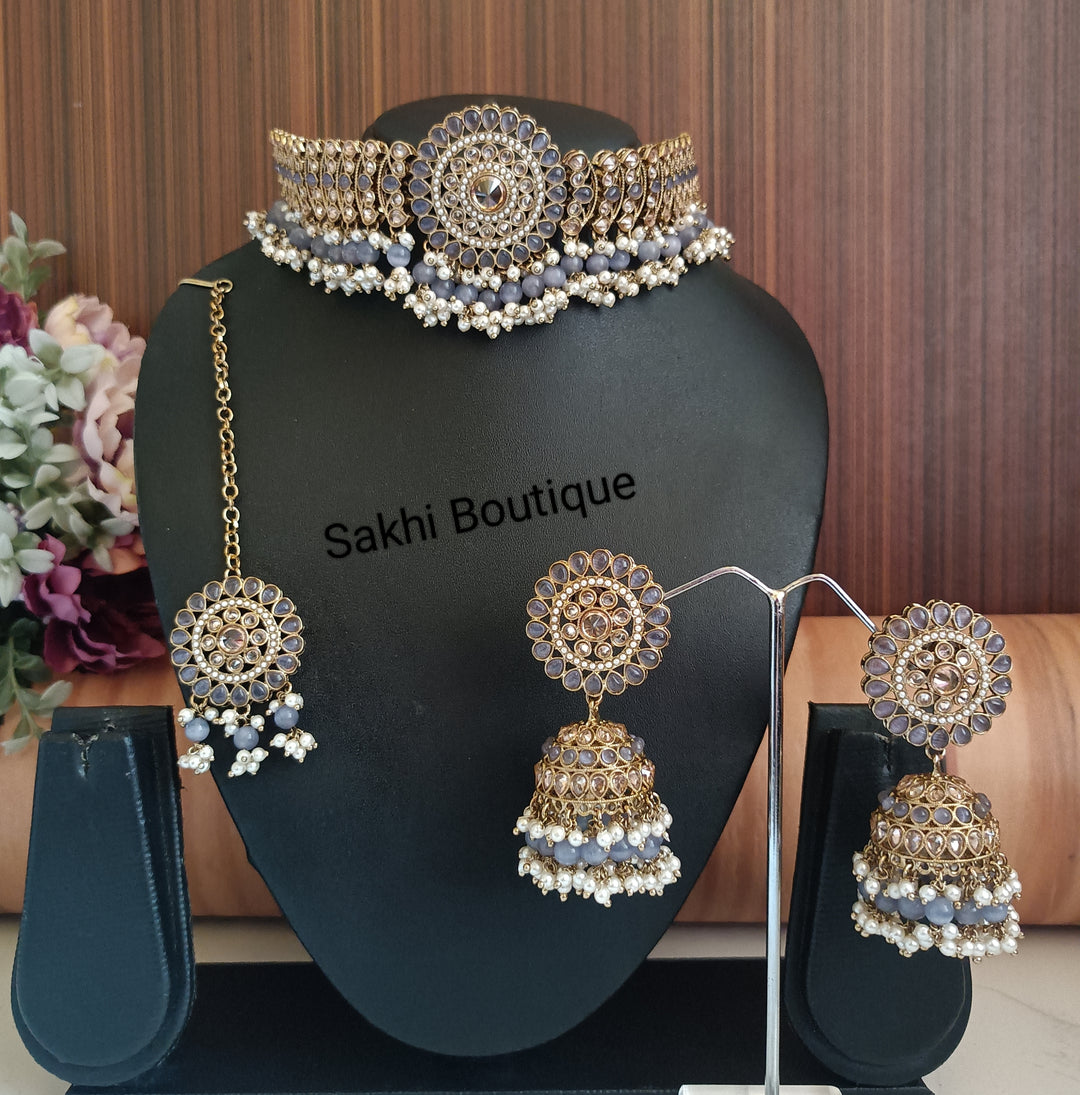 (0432NS008A100) Polki Statement Combo Necklace Set