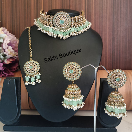 (0432NS008A100) Polki Statement Combo Necklace Set