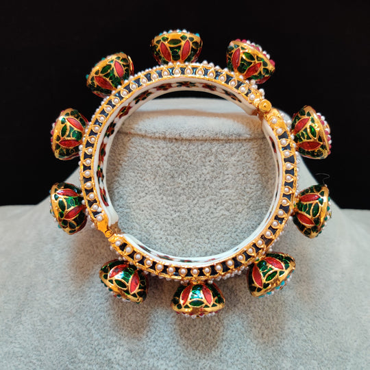 (0518BR0010A200) Kundan Multi Meenakari Rajasthani Kada (In Single)