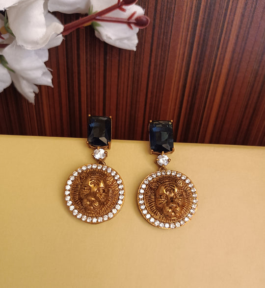 (0518ER006A100) Sabyasachi Inspired Ston with Logo Earring