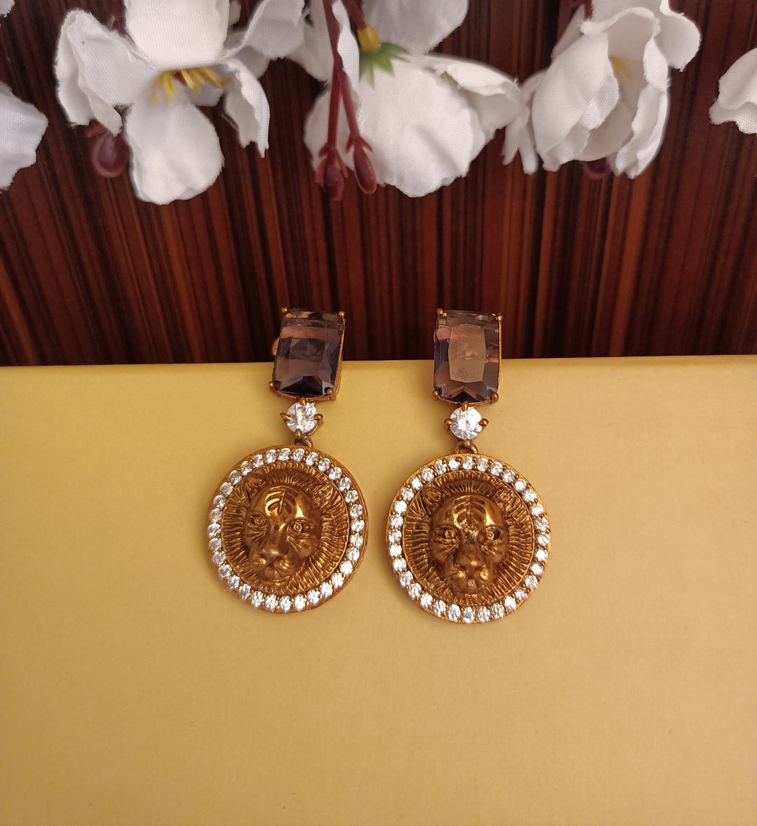 (0518ER006A100) Sabyasachi Inspired Ston with Logo Earring