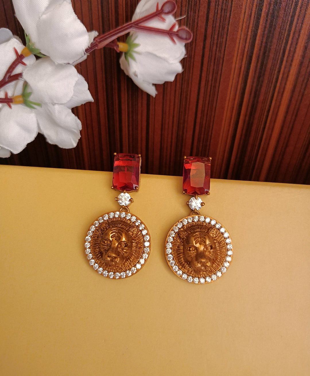 (0518ER006A100) Sabyasachi Inspired Ston with Logo Earring