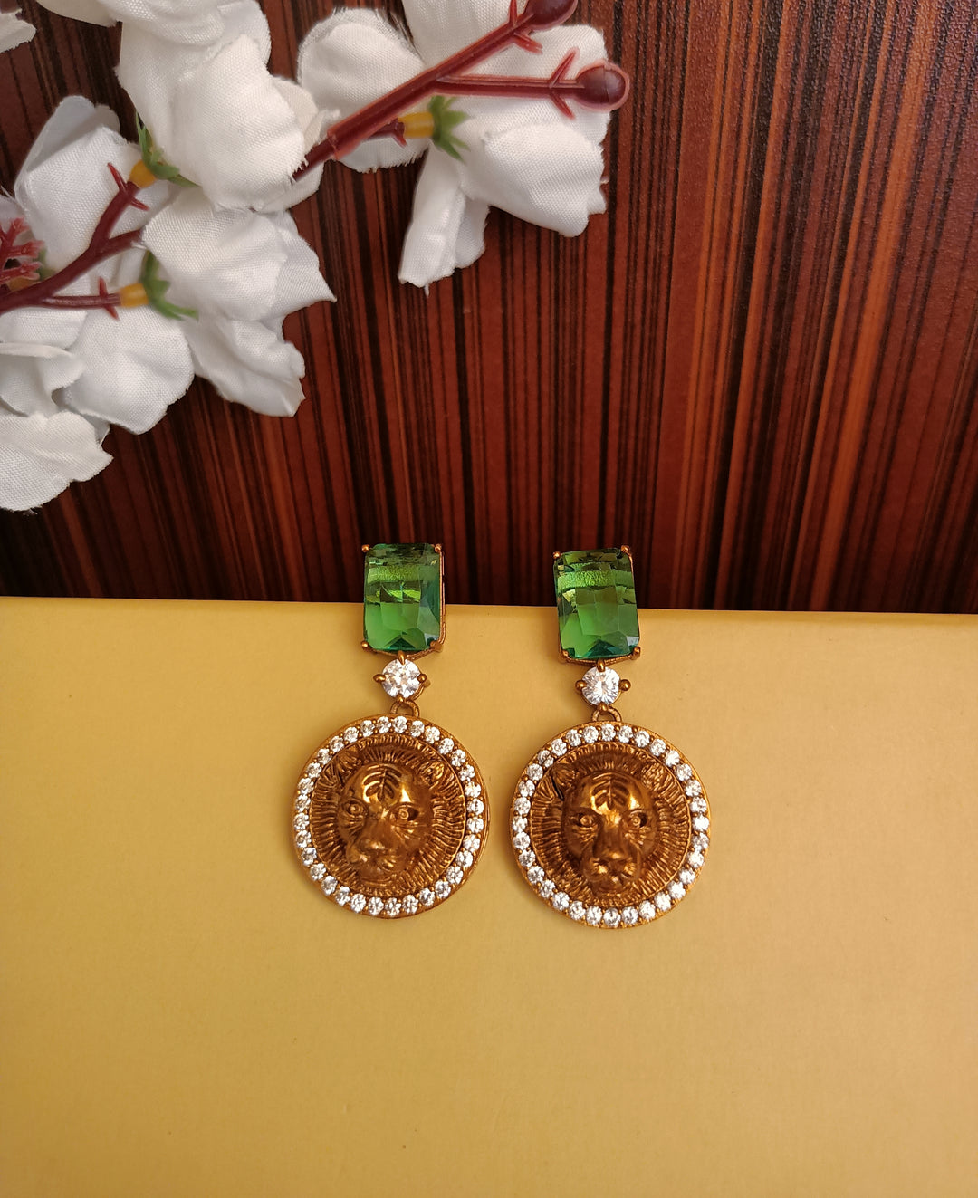 (0518ER006A100) Sabyasachi Inspired Ston with Logo Earring