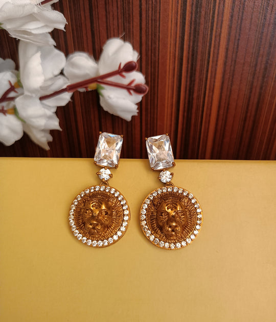 (0518ER006A100) Sabyasachi Inspired Ston with Logo Earring