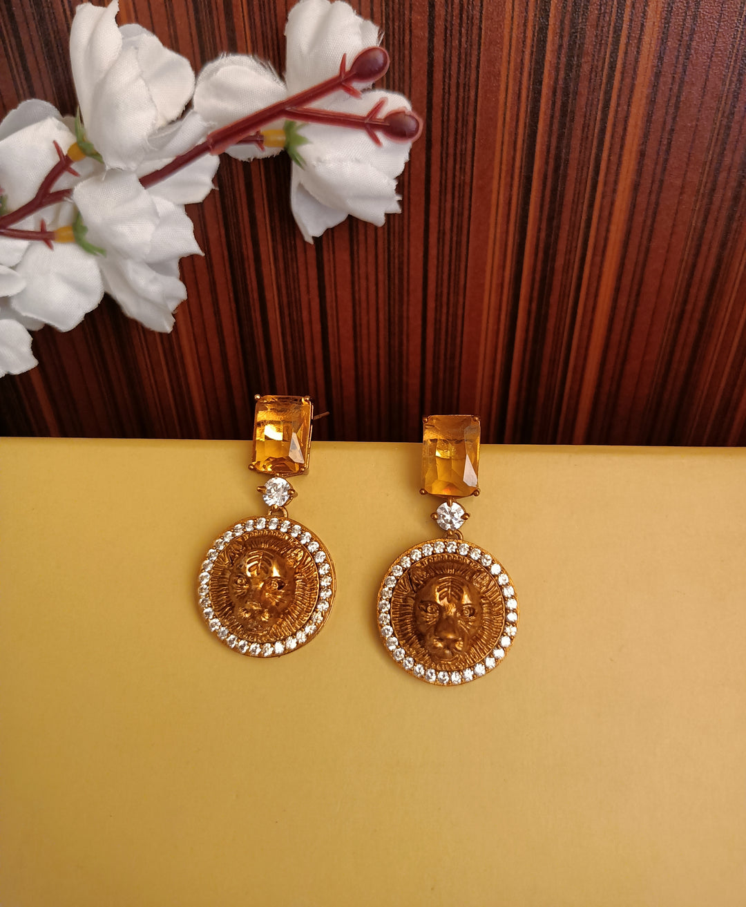 (0518ER006A100) Sabyasachi Inspired Ston with Logo Earring