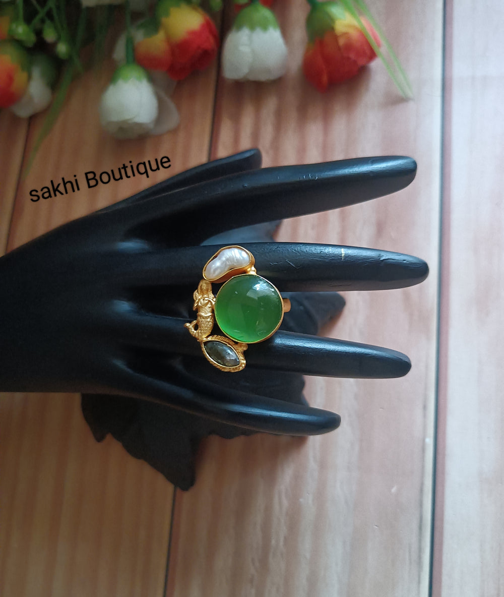 (0518FR001A200) Natural Stone Finger Ring