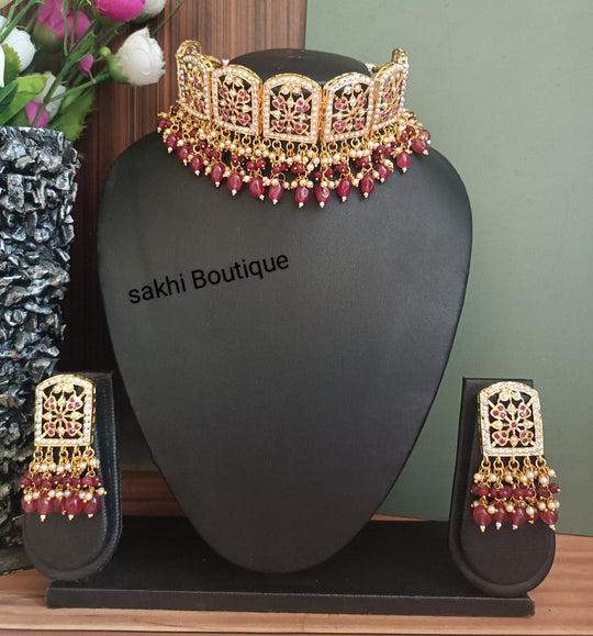 (0518NS004A100) Ruby Jadau Kemp Stone Big Choker