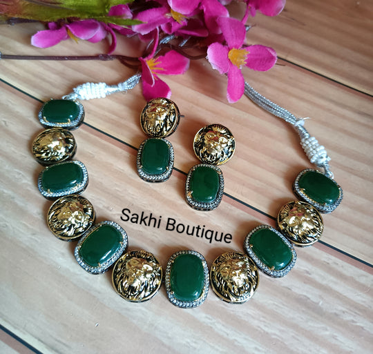 (0518NS36A100) Sabyasachi Inspired Monalisa Stone Necklace