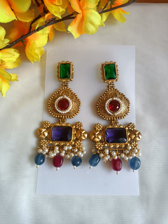 (0690754ER024A20) Designer Antique Stone Earrings