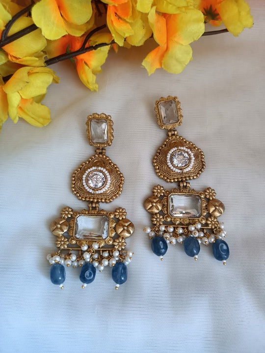 (0690754ER024A20) Designer Antique Stone Earrings