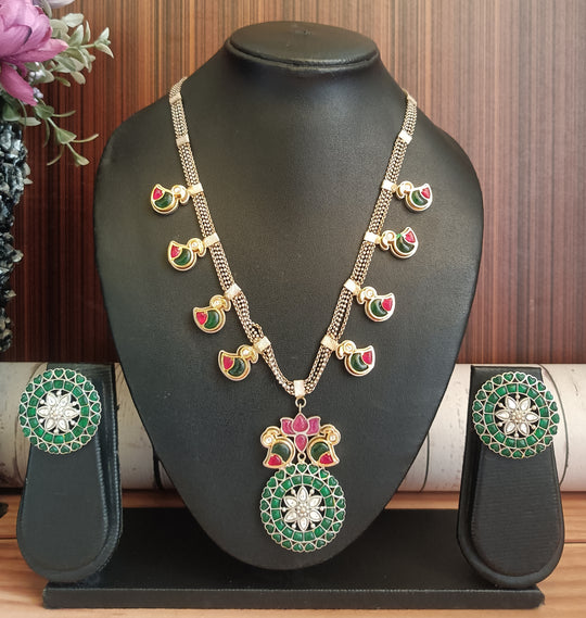 (0718NS054A200) SLA Pachi Kundan Big Stud  Necklace