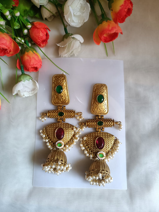 (1045754ER028A20) Stunning Apala Antique Long Designer Jumka Earring