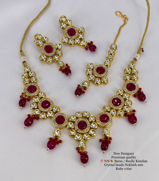 (1-3-NS50)Kundan Ad Monalisha stone combo Necklace