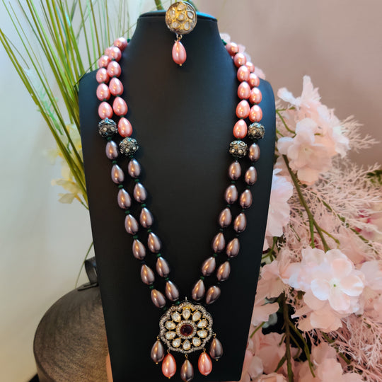 (0118NS030A100) Tyaani Kundan with original Pearl mala Necklace