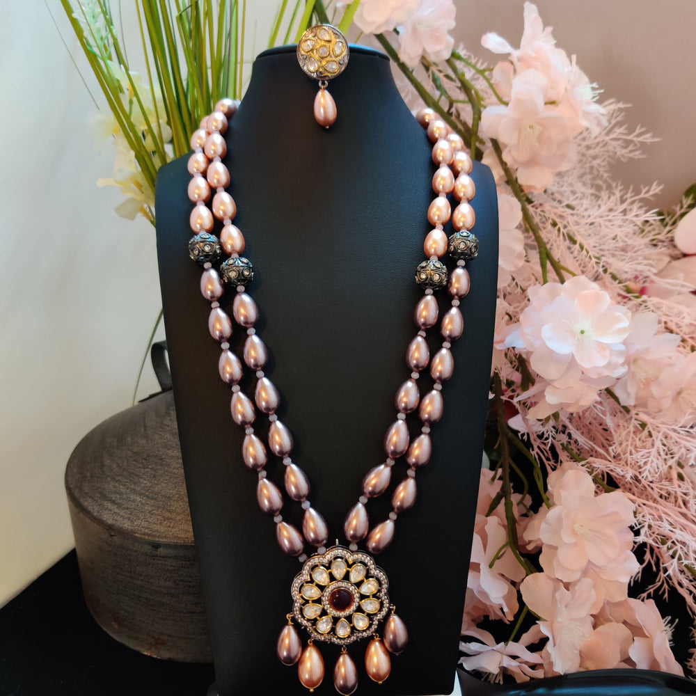 (0118NS030A100) Tyaani Kundan with original Pearl mala Necklace