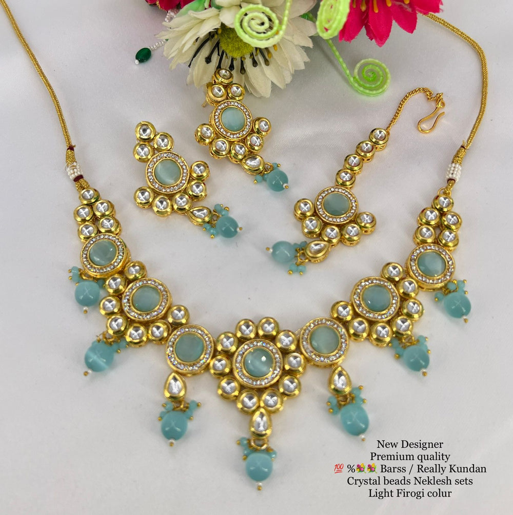(1-3-NS50)Kundan Ad Monalisha stone combo Necklace