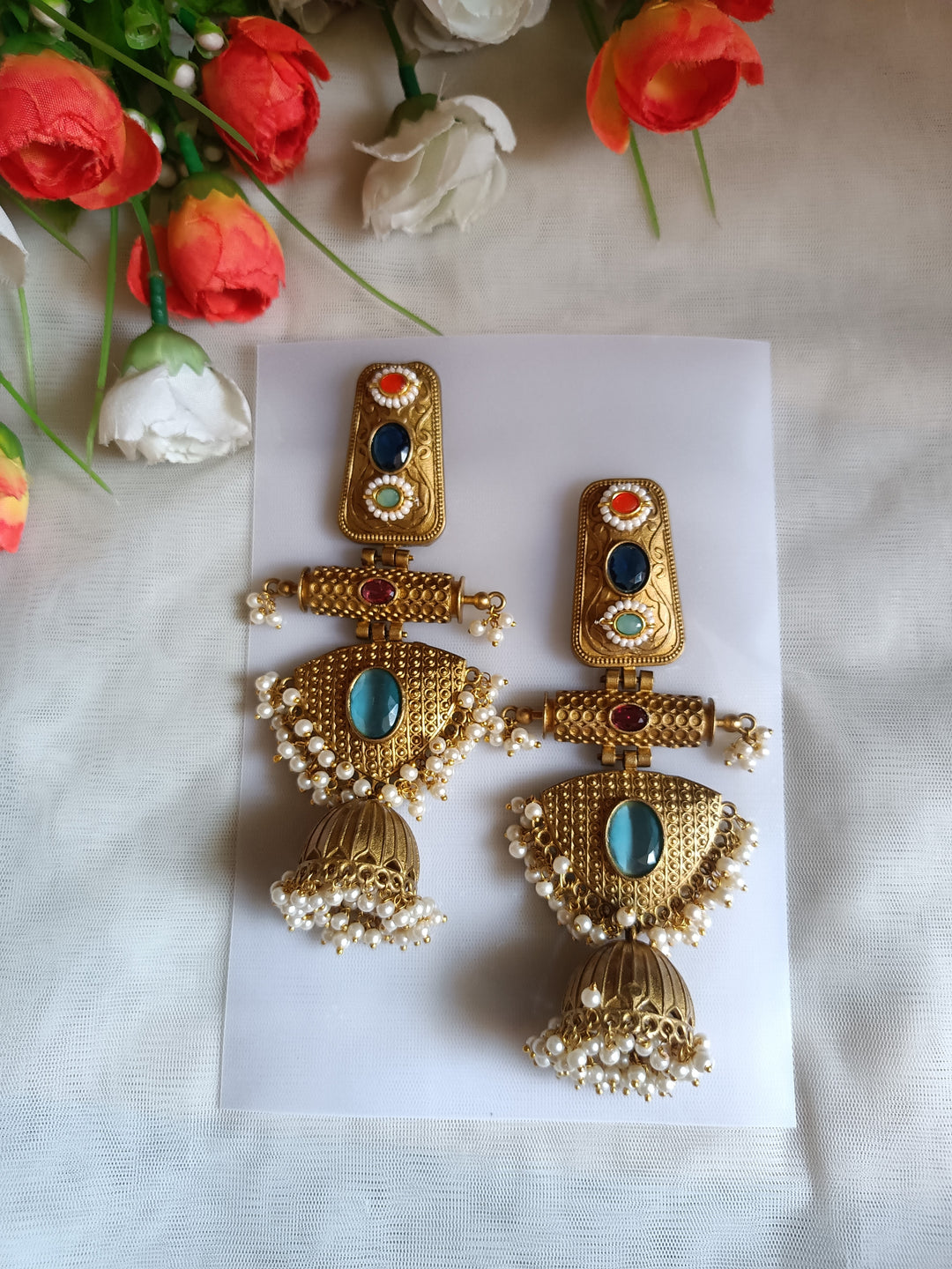 (1045754ER028A20) Stunning Apala Antique Long Designer Jumka Earring