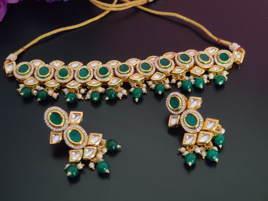 (1-3-NS31) AC Kundan Back Meenakari Party Wear Choker Necklace