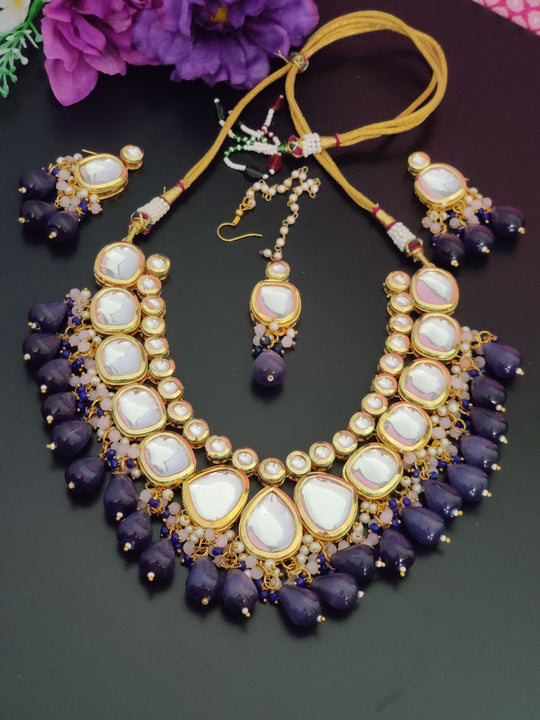 (1-3-NS32) AC Kundan Beads Combo Statement Necklace Set