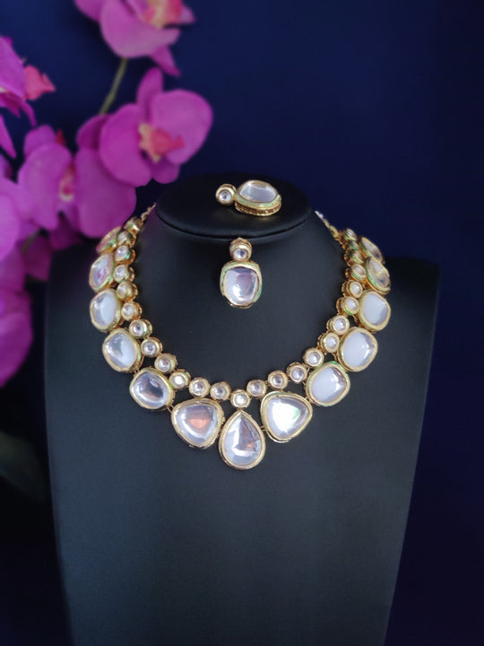 (1-3-NS33) AC Kundan Simple Necklace