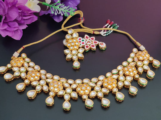 (1-3-NS39) AC Kundan Flower Design Necklace