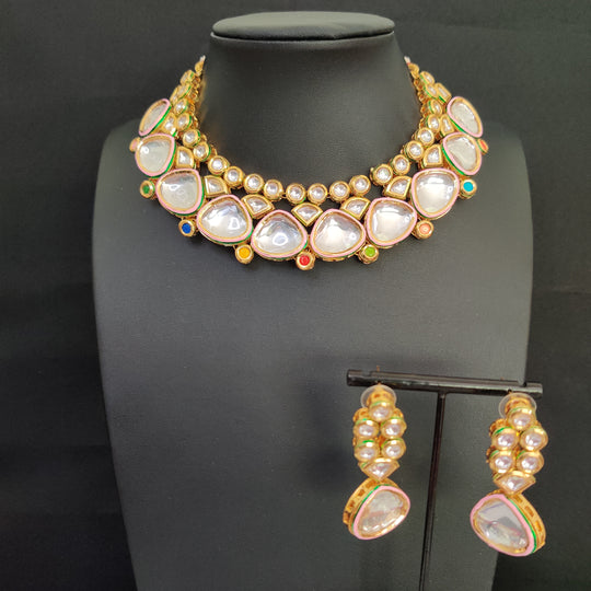 (1-3-NS21) UNCUT KUNDAN MEENAKARI CHOKER