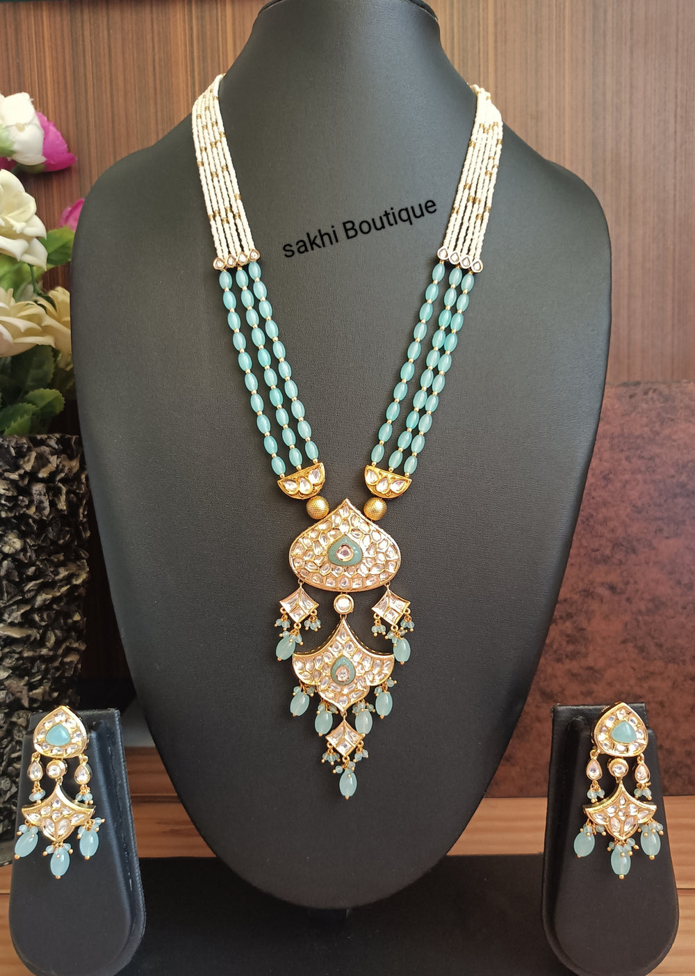 (1-18-NS17) Moissanite Kundan Premium Long Necklace