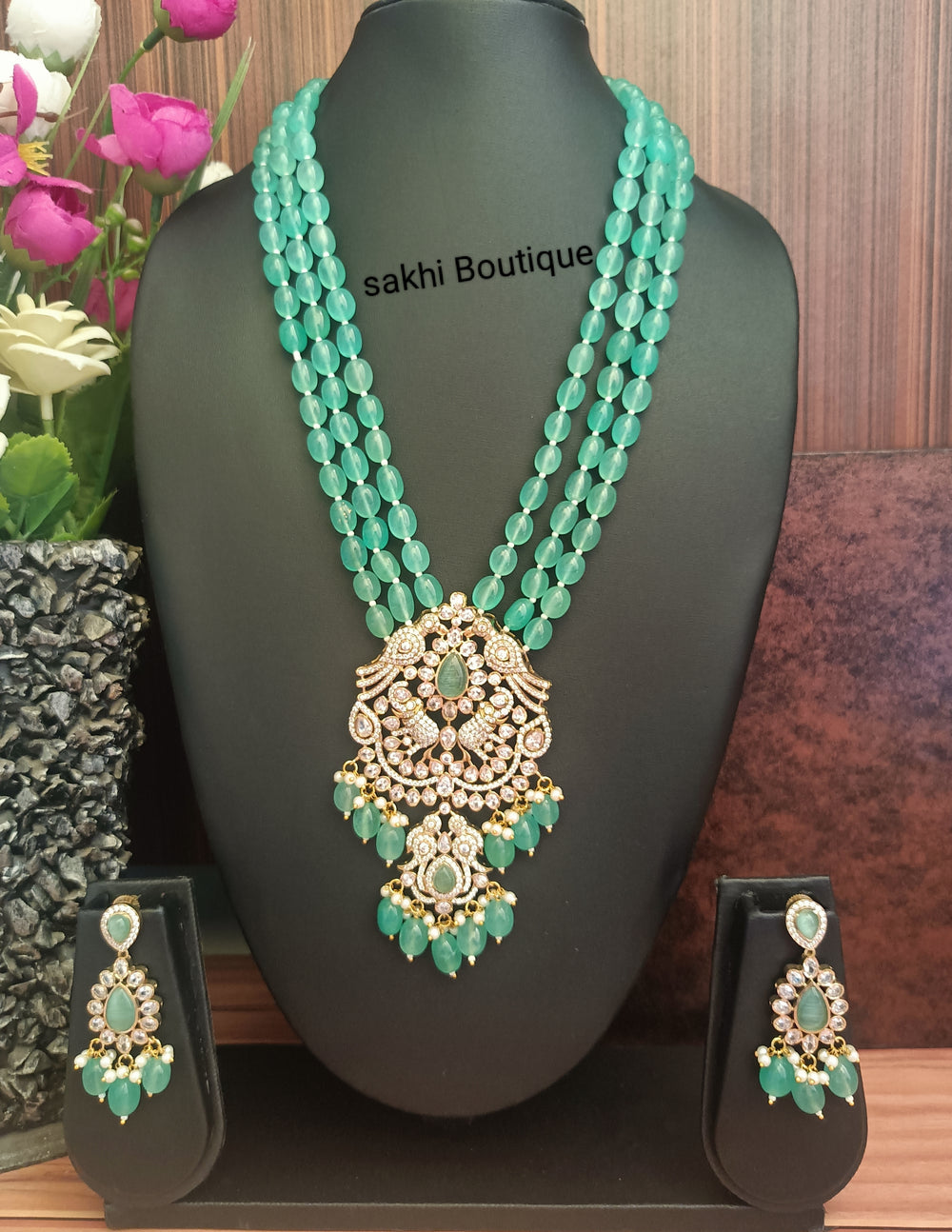 (5-13-NS1) AD Tyaani Kundan Beads Designer Premium Long Mala