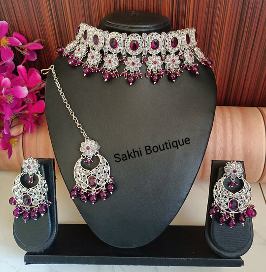 (0432NS002A100) Polki Combo Choker Necklace Set