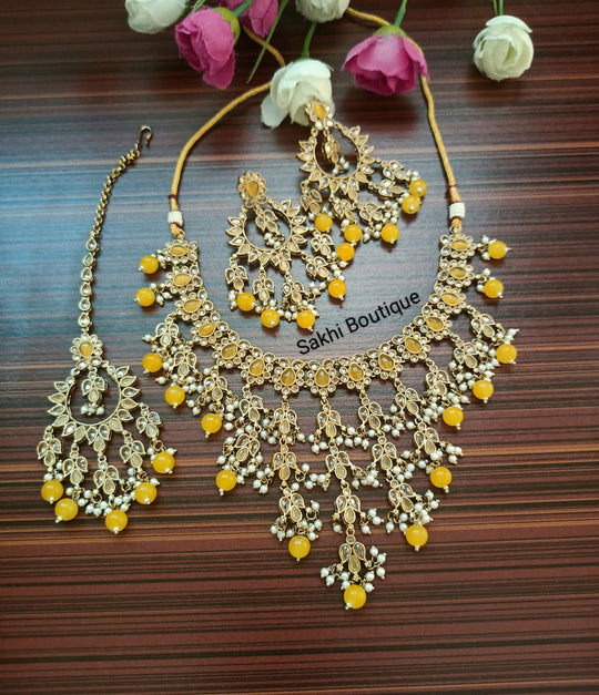 (0432NS003A100) Polki Combo Necklace Set