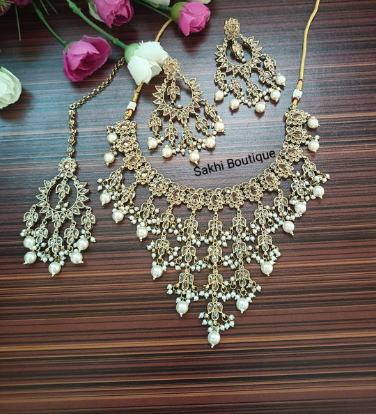 (0432NS003A100) Polki Combo Necklace Set