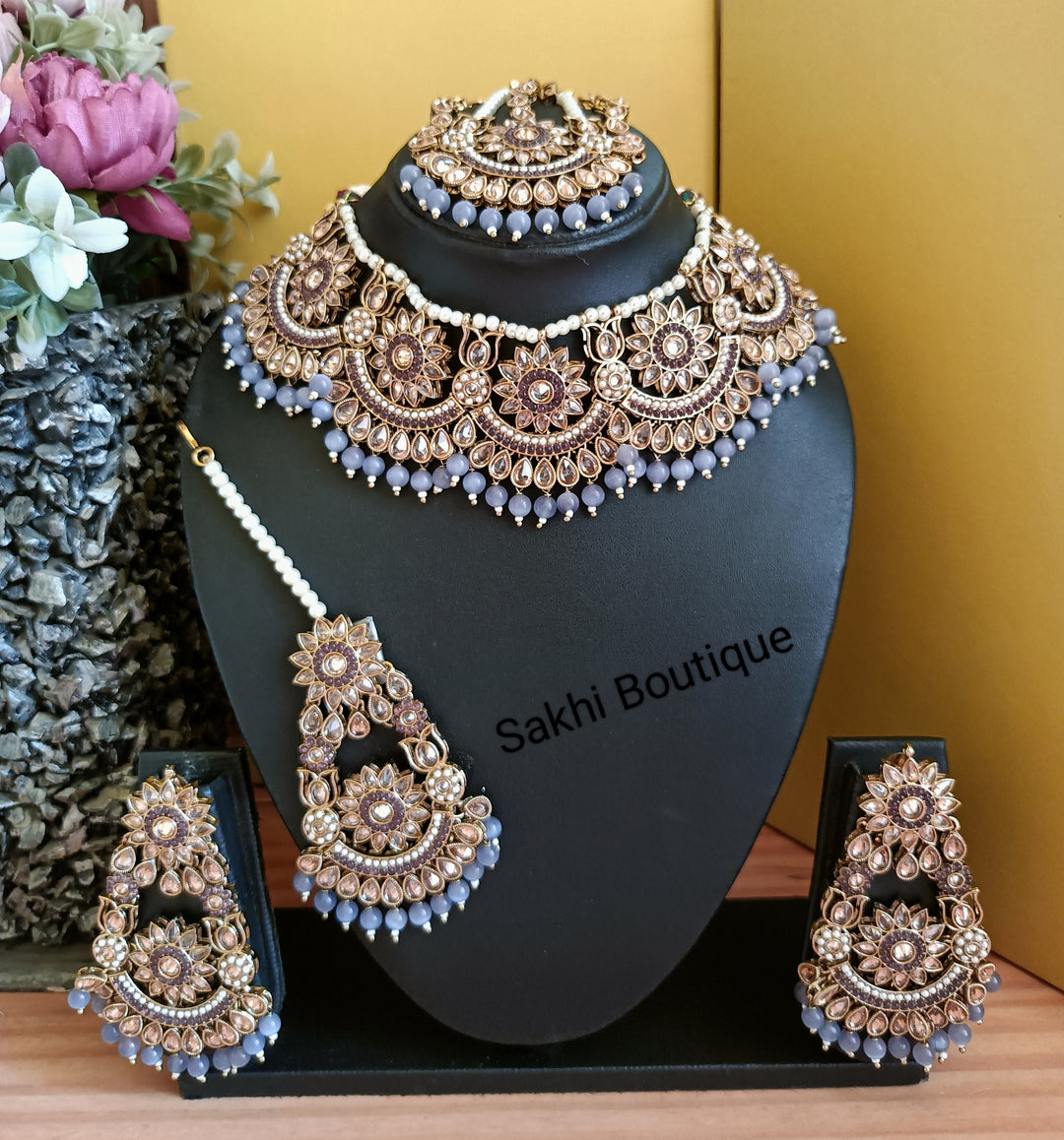 (0432NS004A100) High Quality Polki Combo Necklace Set