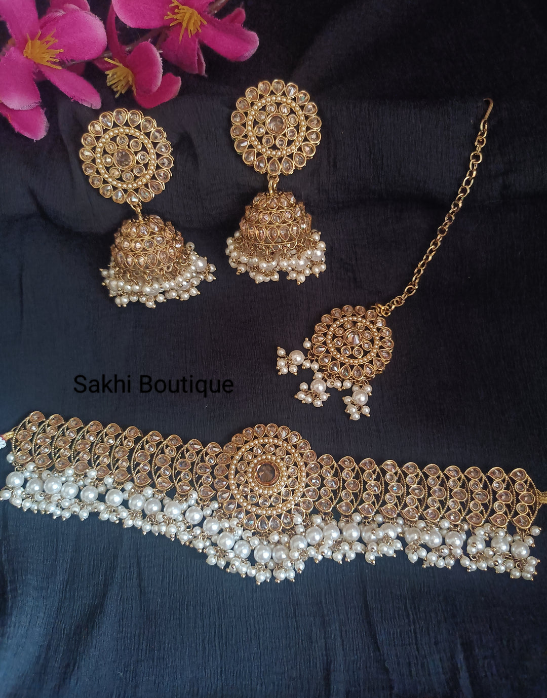 (0432NS008A100) Polki Statement Combo Necklace Set