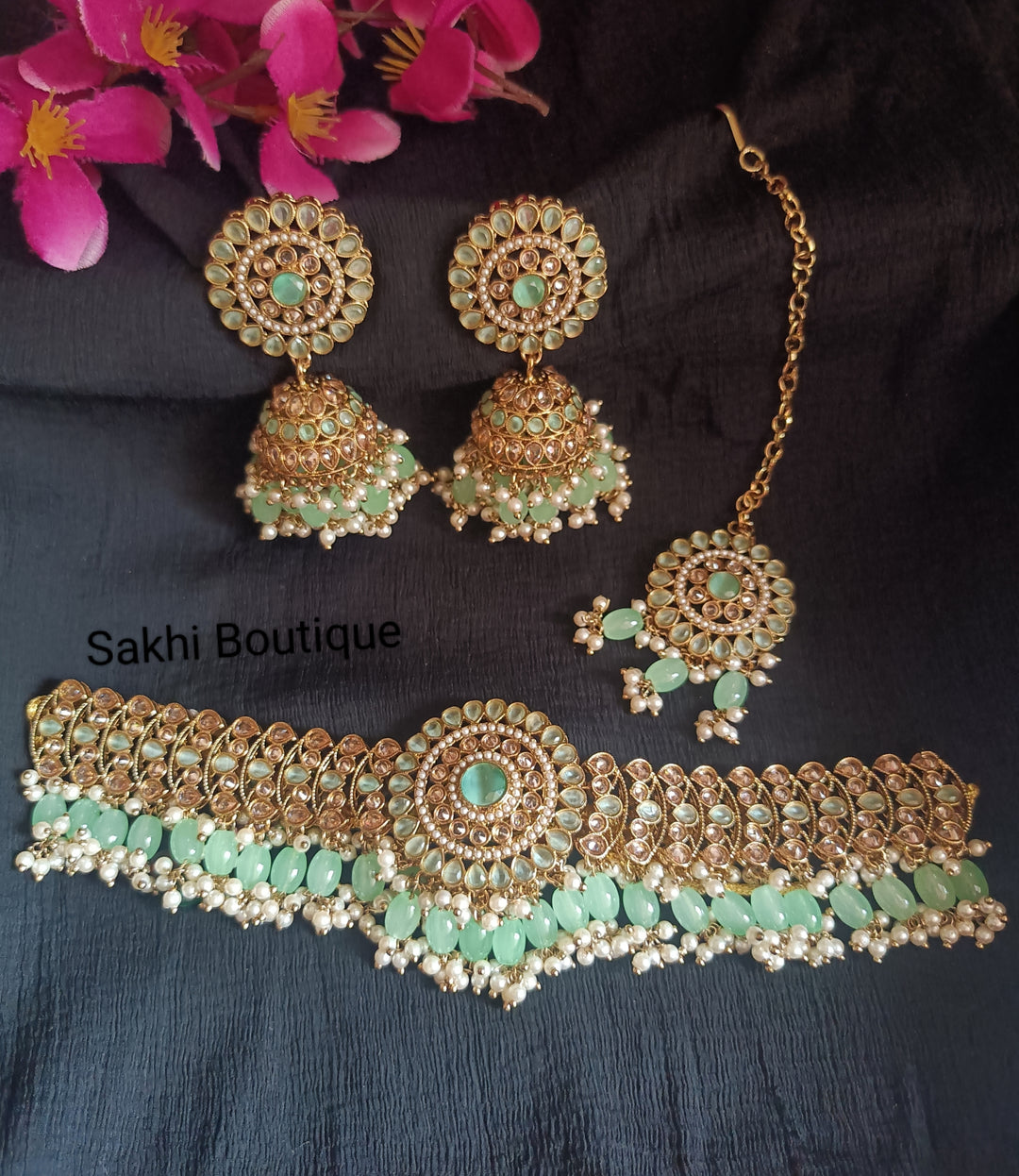 (0432NS008A100) Polki Statement Combo Necklace Set