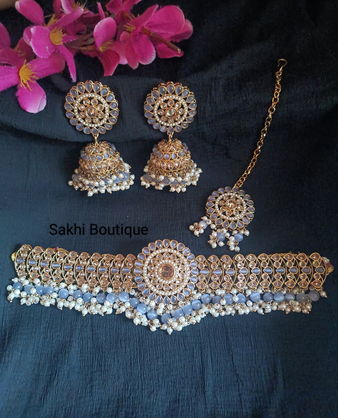 (0432NS008A100) Polki Statement Combo Necklace Set