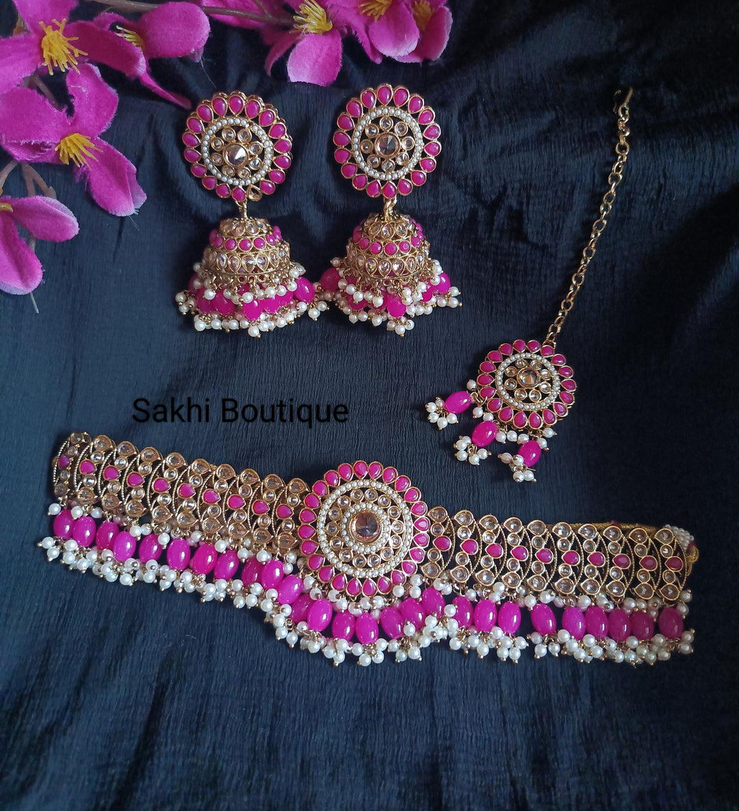 (0432NS008A100) Polki Statement Combo Necklace Set