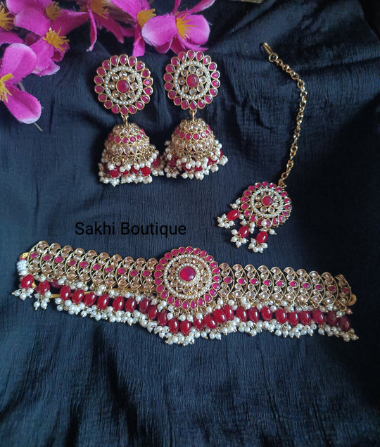 (0432NS008A100) Polki Statement Combo Necklace Set