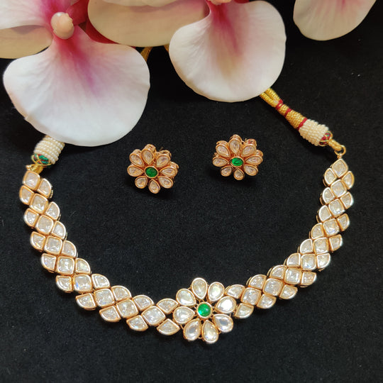 (0118NS018A100) Delicate Moissanite Kundan Choker