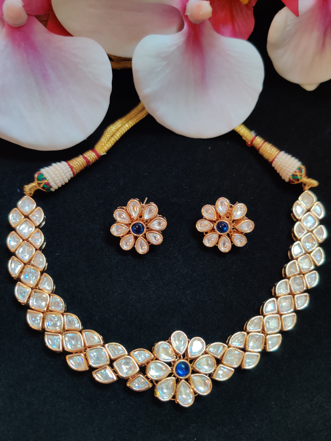 (0118NS018A100) Delicate Moissanite Kundan Choker